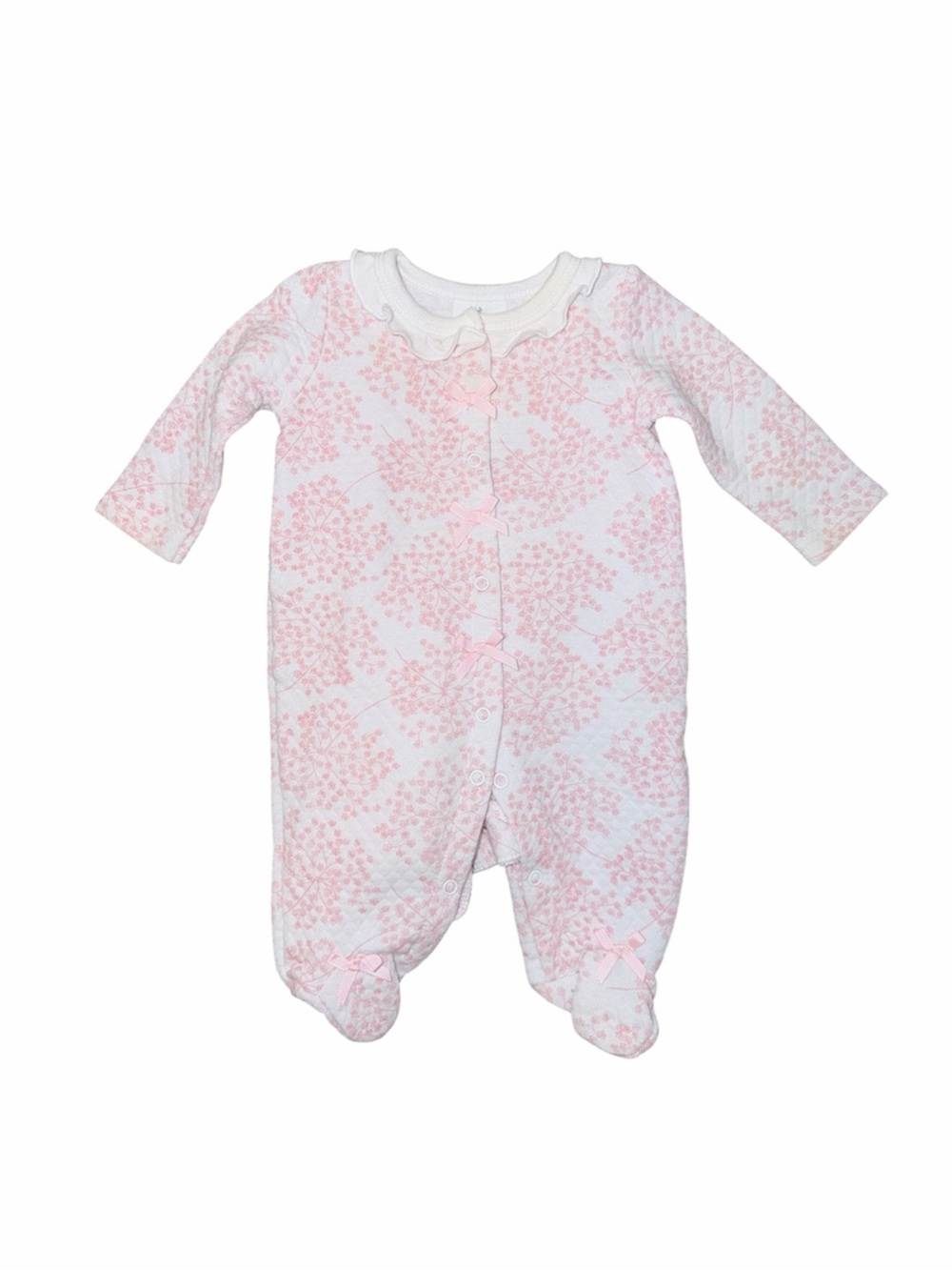 Laura Ashley Baby Girl Pink Floral Quilted Footed Sleeper Size 0-3 Months